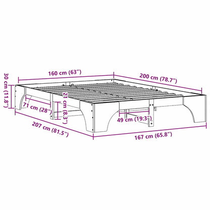 vidaXL Bed Frame Natural 160 x 200 cm Solid Pine Wood
