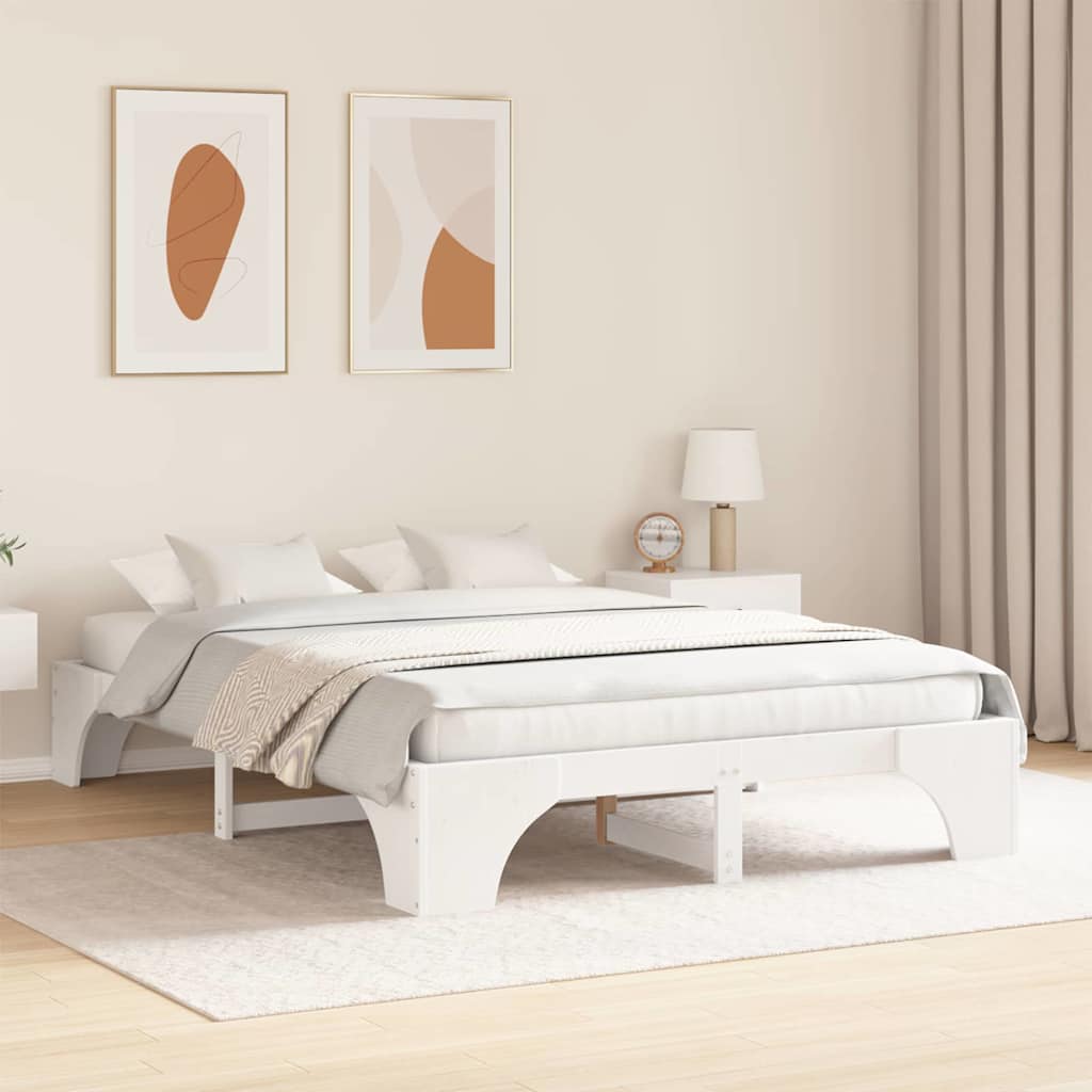 vidaXL Bed Frame White 160 x 200 cm Solid Pine Wood