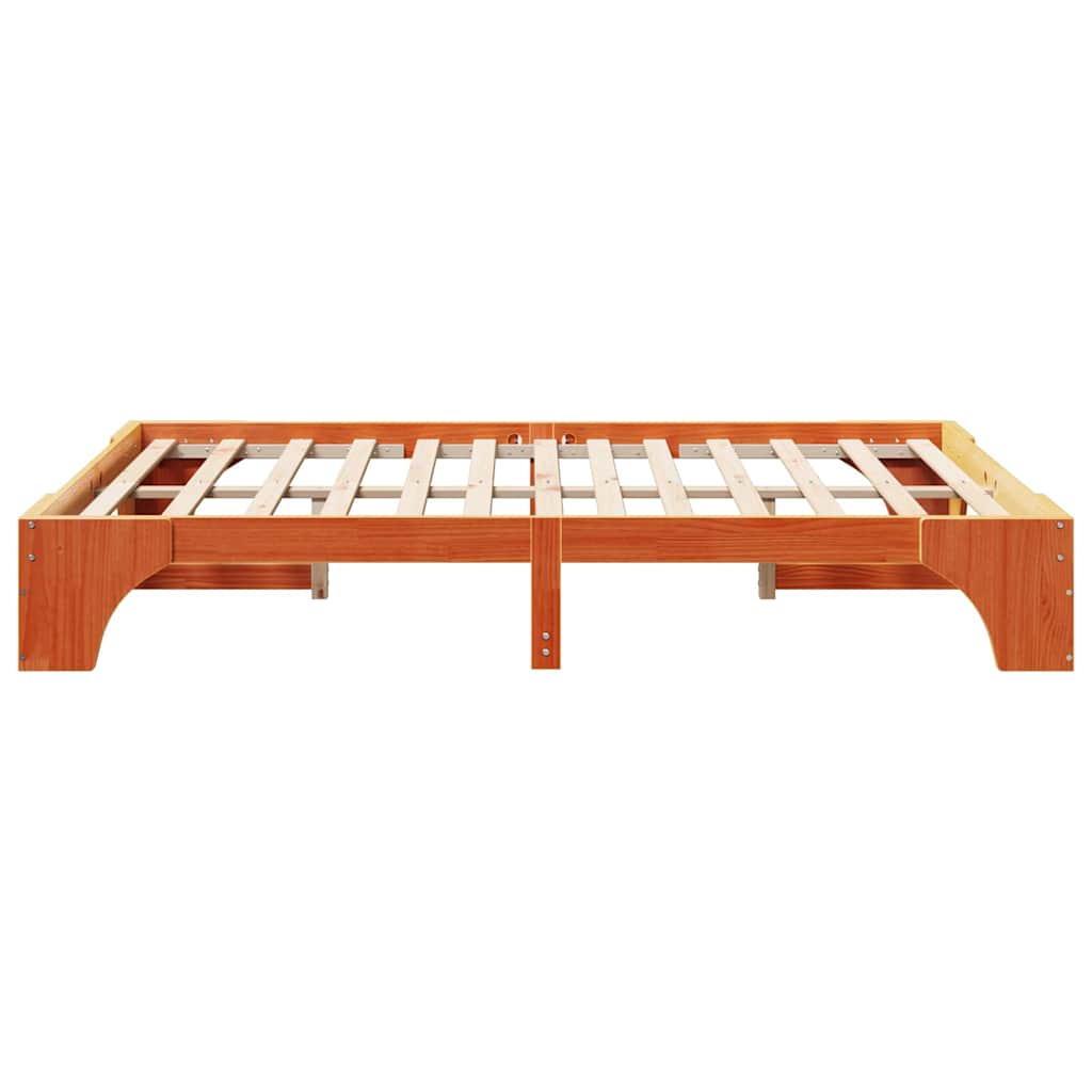 vidaXL Bed Frame Wax Brown 160 x 200 cm Solid Pine Wood