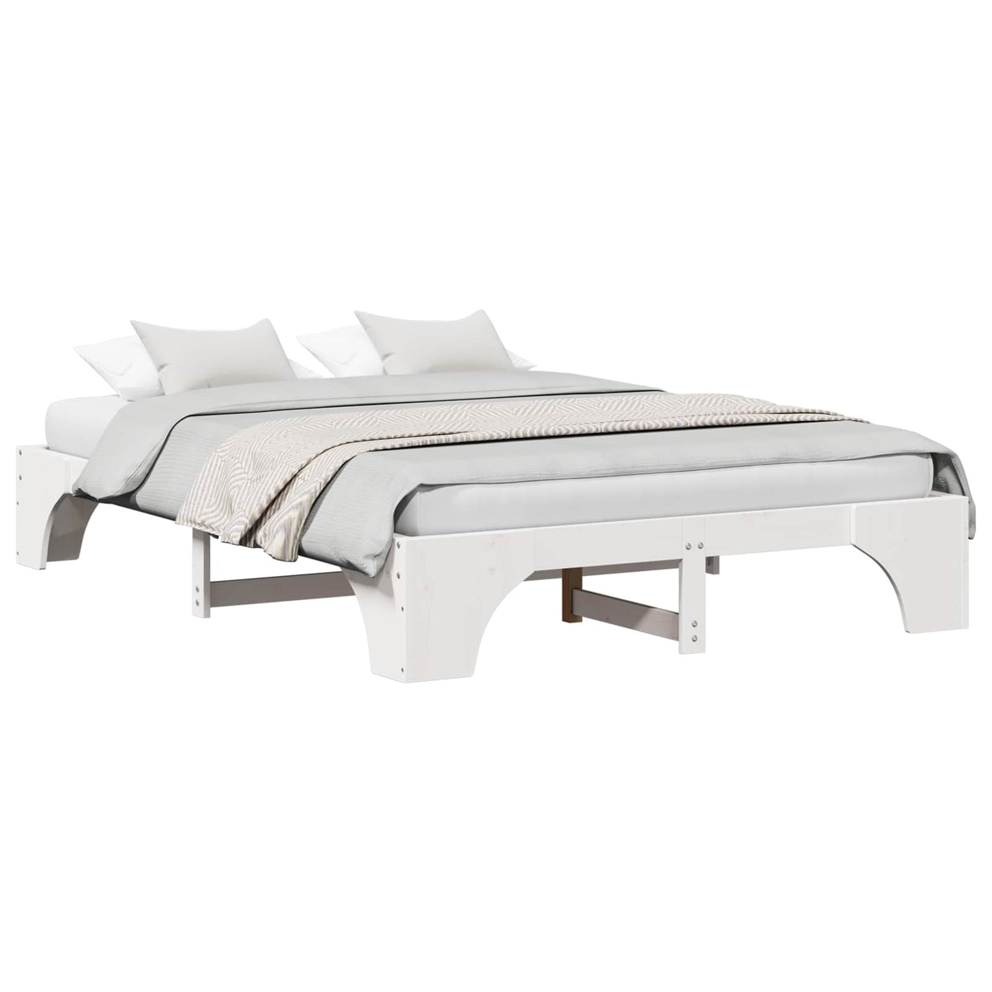 vidaXL Bed Frame White 150 x 200 cm Solid Pine Wood