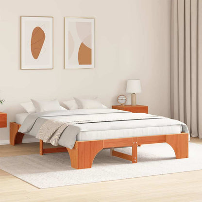 vidaXL Bed Frame Wax Brown 150 x 200 cm Solid Pine Wood