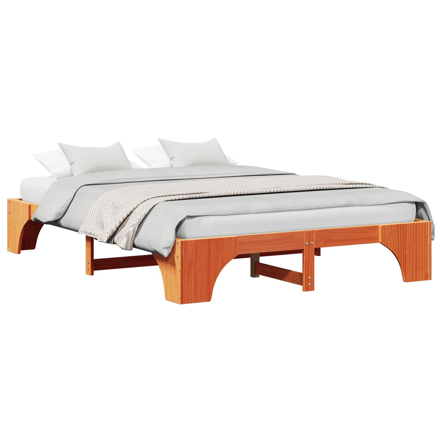 vidaXL Bed Frame Wax Brown 150 x 200 cm Solid Pine Wood