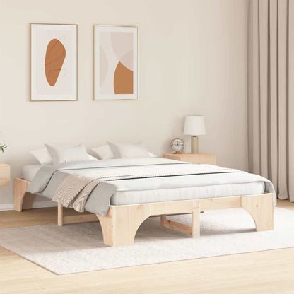 vidaXL Bed Frame Natural 140 x 200 cm Solid Pine Wood