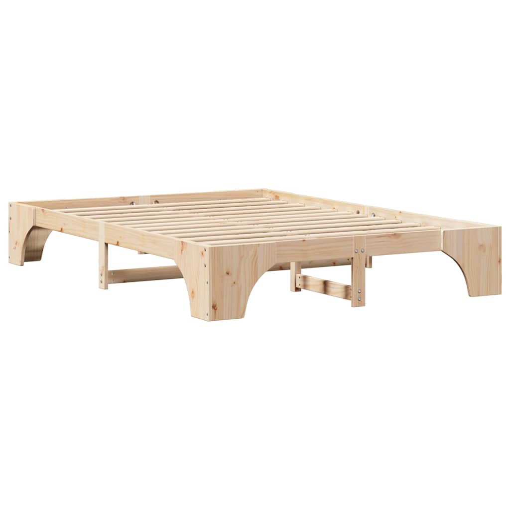 vidaXL Bed Frame Natural 140 x 200 cm Solid Pine Wood