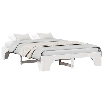 vidaXL Bed Frame White 140 x 200 cm Solid Pine Wood