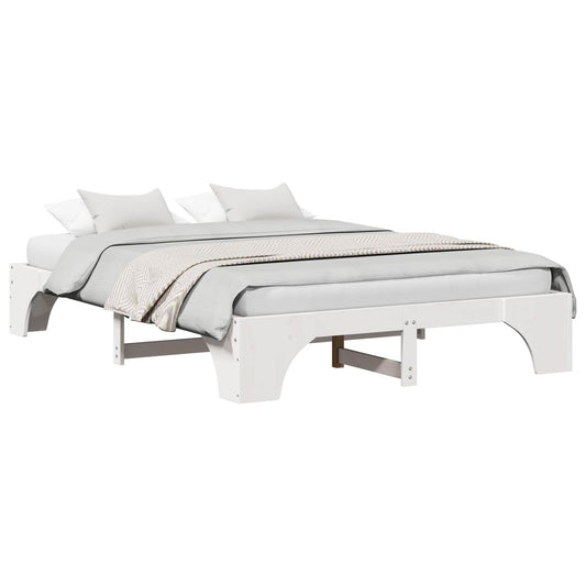 vidaXL Bed Frame White 140 x 200 cm Solid Pine Wood