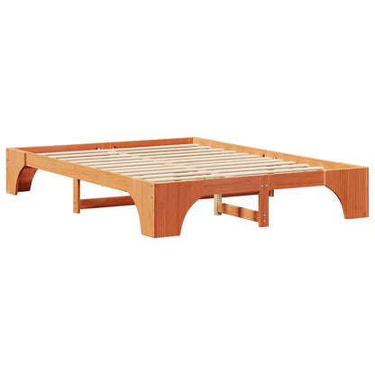vidaXL Bed Frame Wax Brown 140 x 200 cm Solid Pine Wood