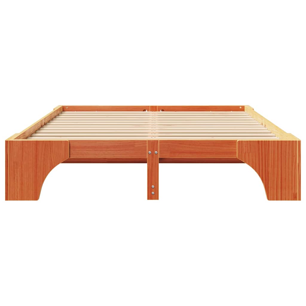 vidaXL Bed Frame Wax Brown 140 x 200 cm Solid Pine Wood