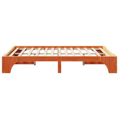 vidaXL Bed Frame Wax Brown 140 x 200 cm Solid Pine Wood
