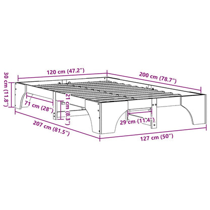 vidaXL Bed Frame Wax Brown 120 x 200 cm Solid Pine Wood