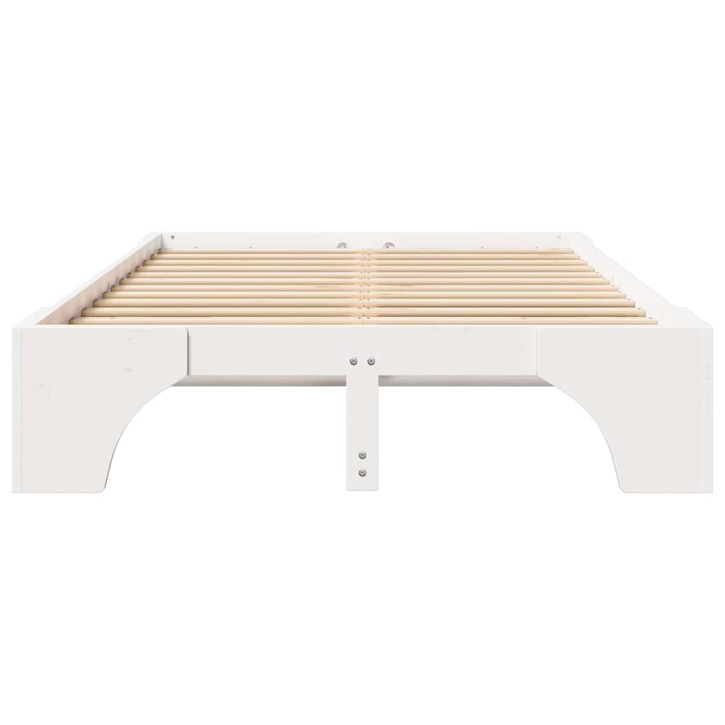 vidaXL Bed Frame White 140 x 190 cm Solid Pine Wood
