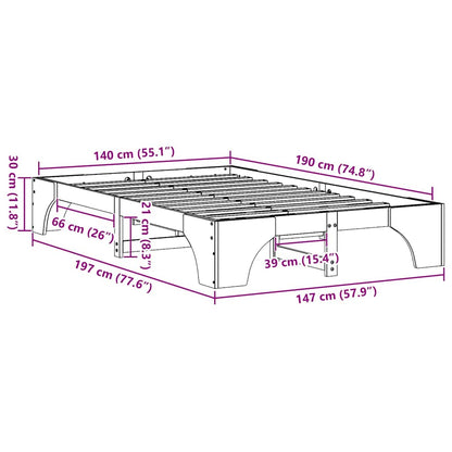 vidaXL Bed Frame White 140 x 190 cm Solid Pine Wood