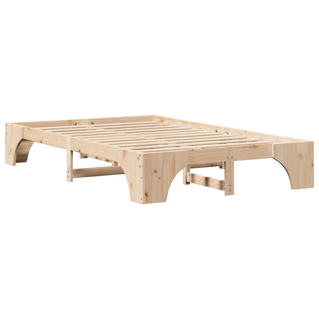 vidaXL Bed Frame Natural 135 x 190 cm Solid Pine Wood