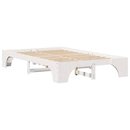 vidaXL Bed Frame White 135 x 190 cm Solid Pine Wood