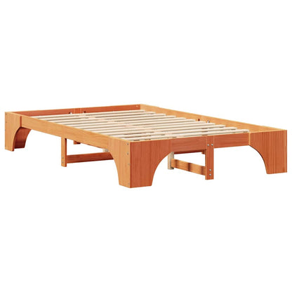 vidaXL Bed Frame Wax Brown 135 x 190 cm Solid Pine Wood
