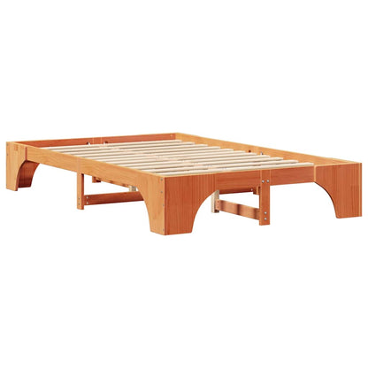 vidaXL Bed Frame Wax Brown 135 x 190 cm Solid Pine Wood