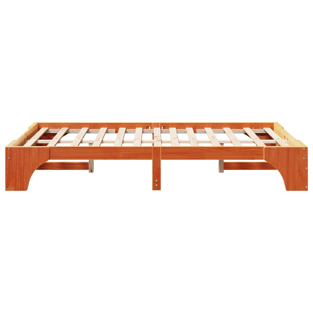 vidaXL Bed Frame Wax Brown 135 x 190 cm Solid Pine Wood