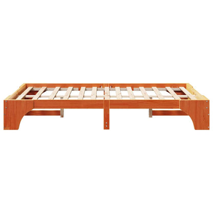 vidaXL Bed Frame Wax Brown 135 x 190 cm Solid Pine Wood