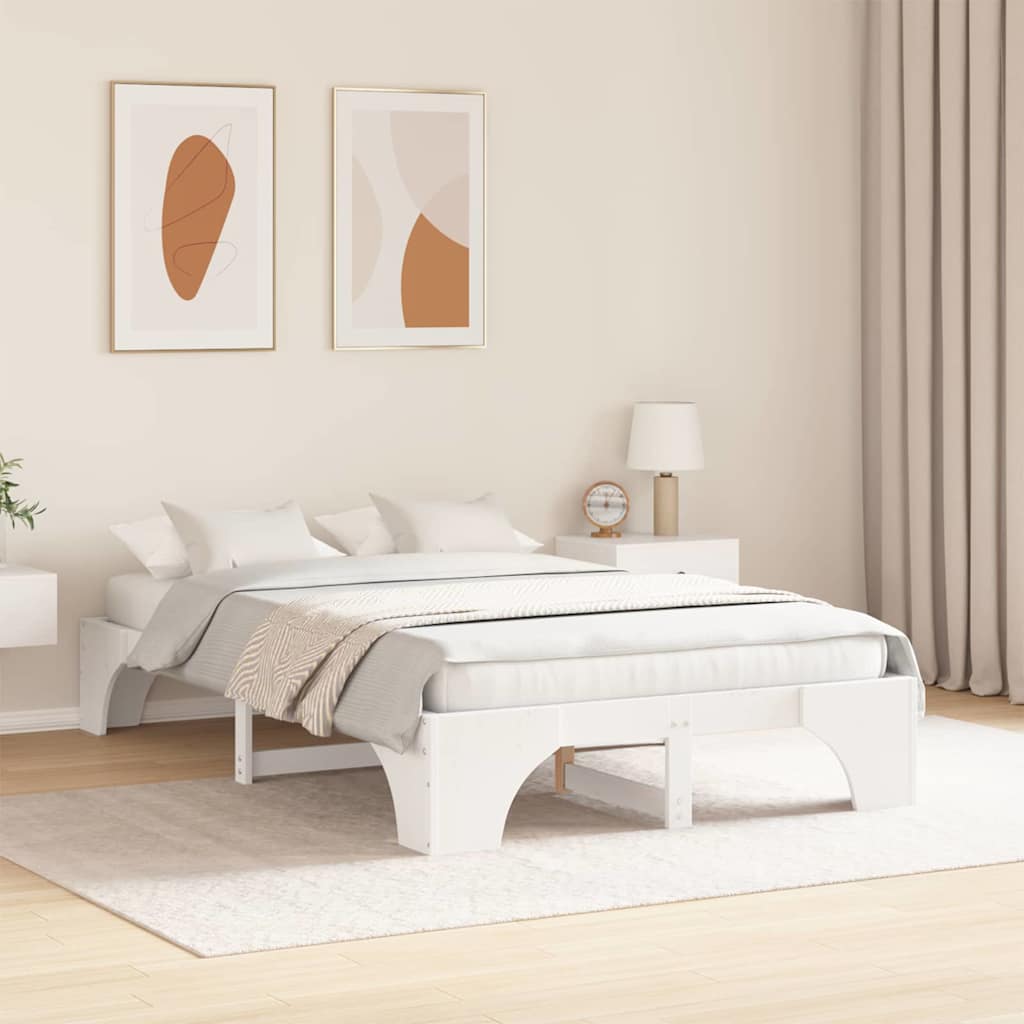 vidaXL Bed Frame White 120 x 190 cm Solid Pine Wood
