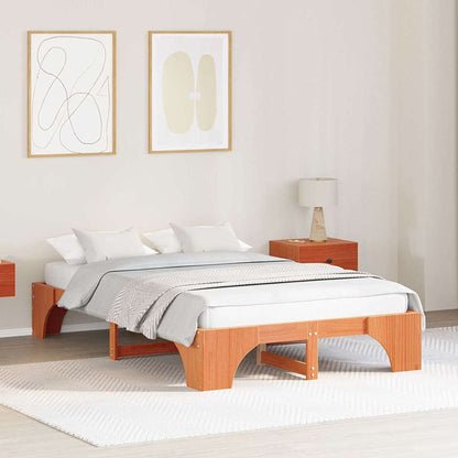 vidaXL Bed Frame Wax Brown 120 x 190 cm Solid Pine Wood