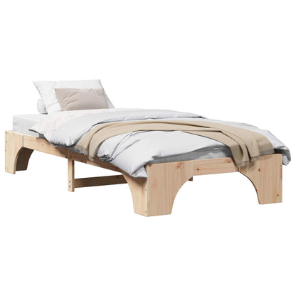 vidaXL Bed Frame Natural 100 x 200 cm Solid Pine Wood