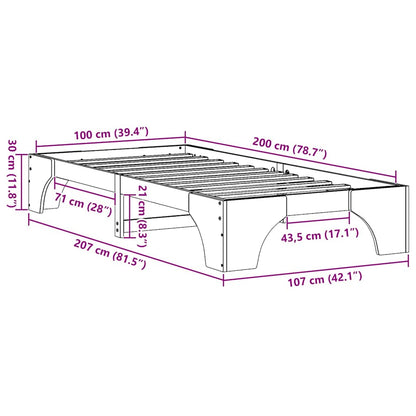 vidaXL Bed Frame Natural 100 x 200 cm Solid Pine Wood