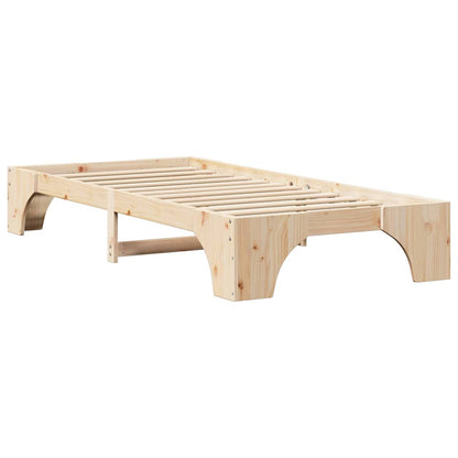 vidaXL Bed Frame Natural 90 x 200 cm Solid Pine Wood