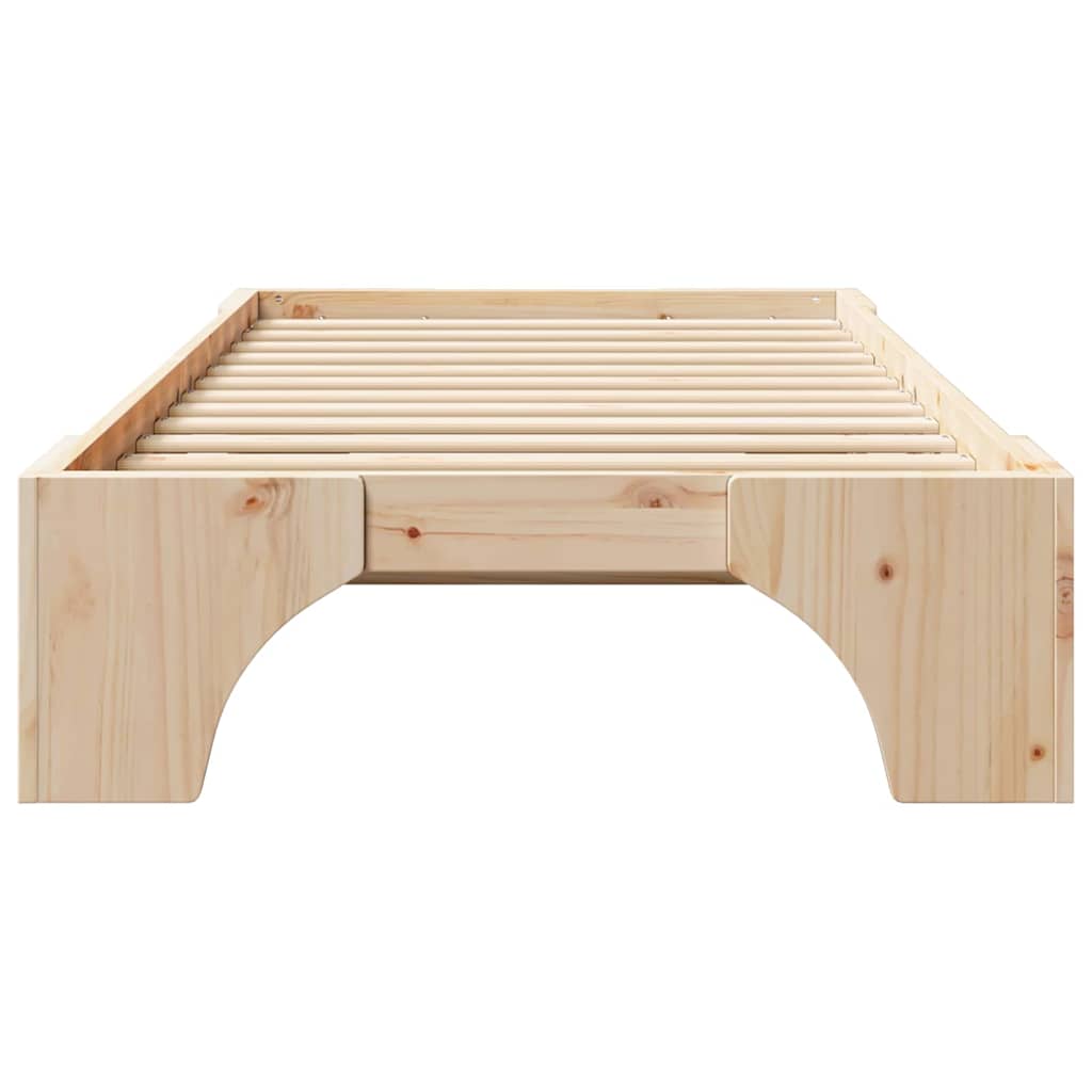 vidaXL Bed Frame Natural 90 x 200 cm Solid Pine Wood