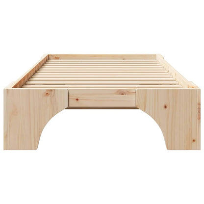 vidaXL Bed Frame Natural 90 x 200 cm Solid Pine Wood