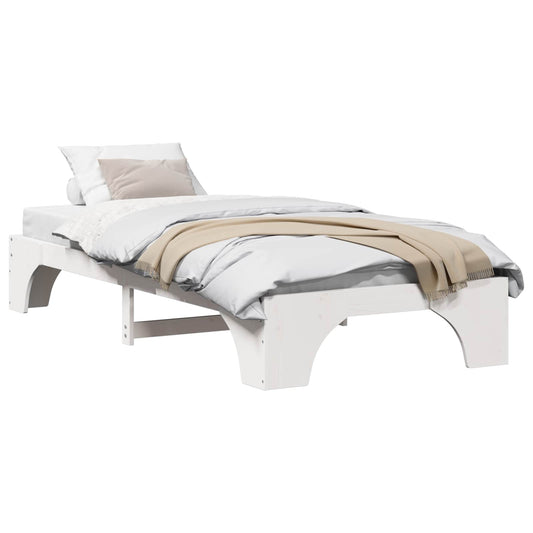 vidaXL Bed Frame White 90 x 200 cm Solid Pine Wood