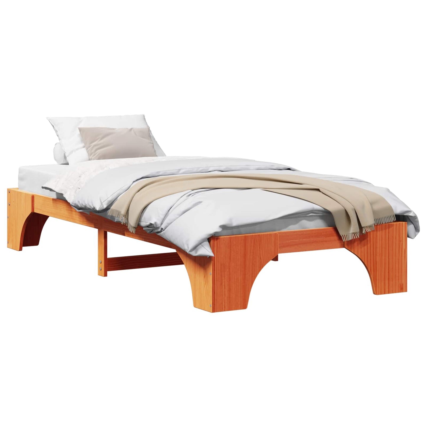 vidaXL Bed Frame Wax Brown 90 x 200 cm Solid Pine Wood