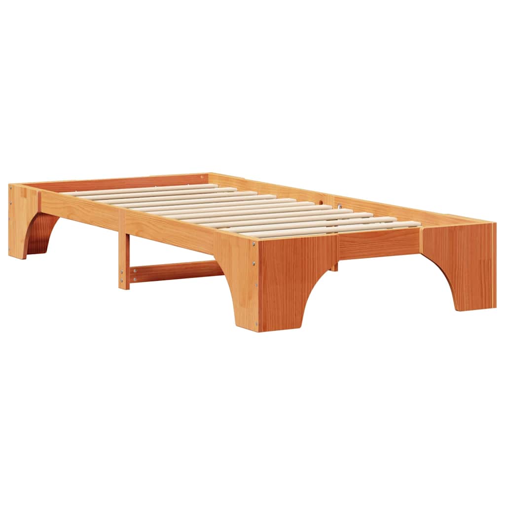 vidaXL Bed Frame Wax Brown 90 x 200 cm Solid Pine Wood
