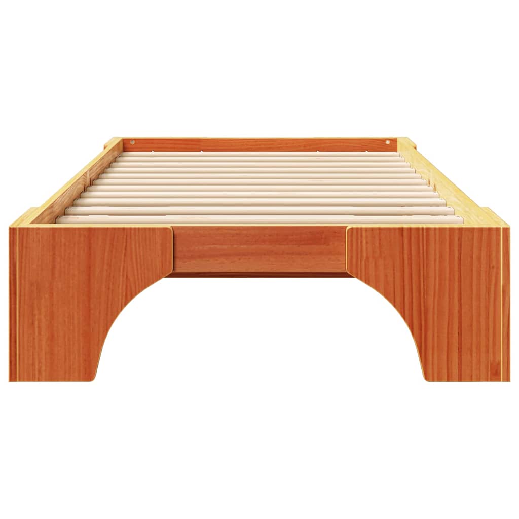 vidaXL Bed Frame Wax Brown 90 x 200 cm Solid Pine Wood