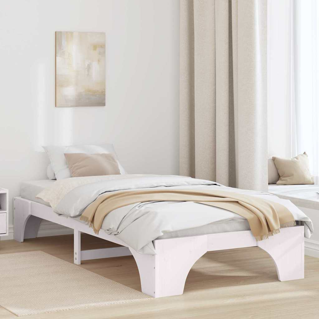 vidaXL Bed Frame White 90 x 190 cm Solid Pine Wood