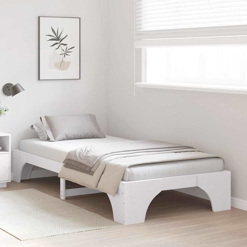 vidaXL Bed Frame White 75 x 190 cm Solid Pine Wood