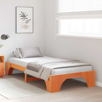vidaXL Bed Frame Wax Brown 75 x 190 cm Solid Pine Wood