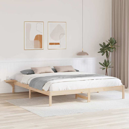 vidaXL Bed Frame Natural 200 x 200 cm Solid Pine Wood