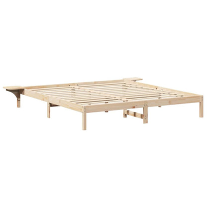 vidaXL Bed Frame Natural 200 x 200 cm Solid Pine Wood