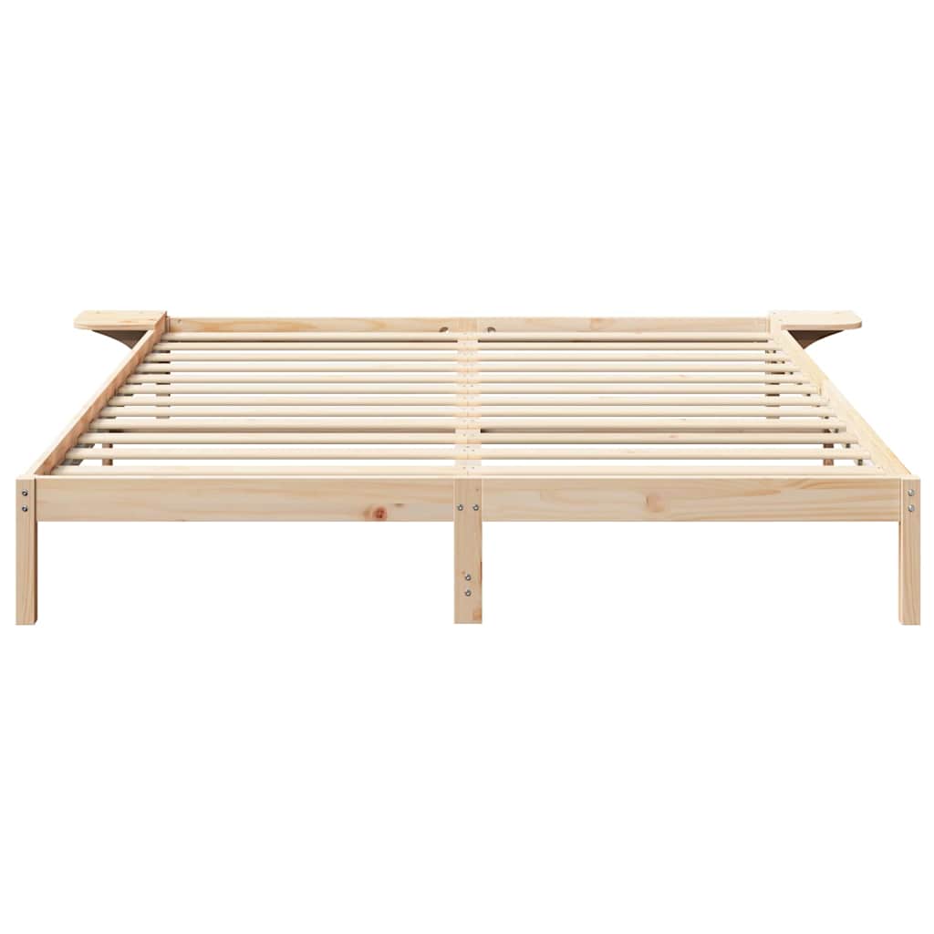 vidaXL Bed Frame Natural 200 x 200 cm Solid Pine Wood