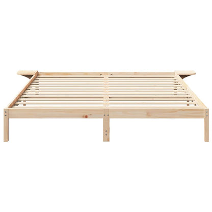 vidaXL Bed Frame Natural 200 x 200 cm Solid Pine Wood