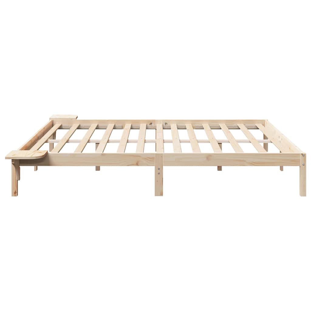 vidaXL Bed Frame Natural 200 x 200 cm Solid Pine Wood