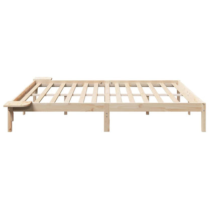 vidaXL Bed Frame Natural 200 x 200 cm Solid Pine Wood
