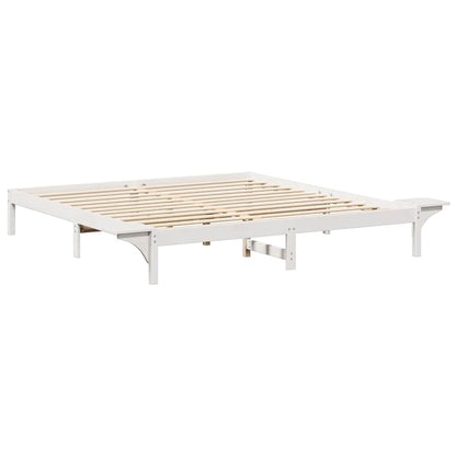 vidaXL Bed Frame White 200 x 200 cm Solid Pine Wood