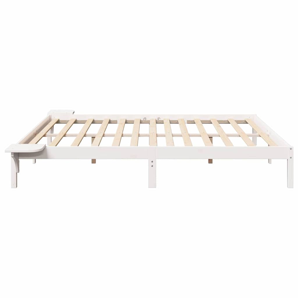 vidaXL Bed Frame White 200 x 200 cm Solid Pine Wood