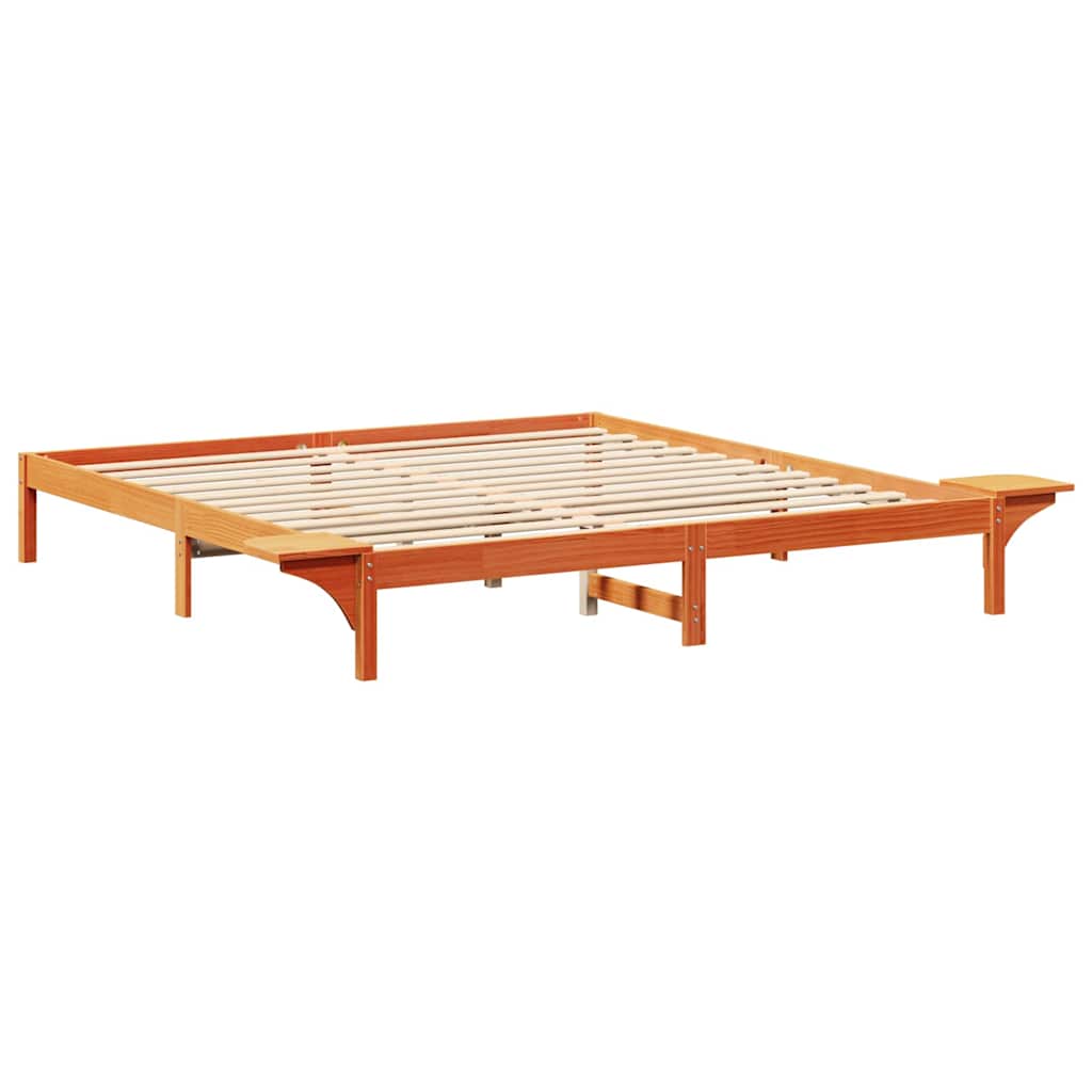vidaXL Bed Frame Wax Brown 200 x 200 cm Solid Pine Wood