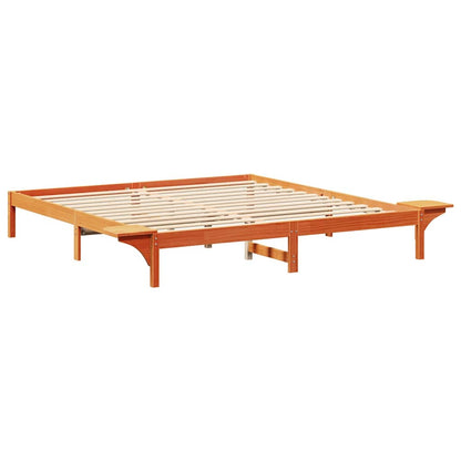 vidaXL Bed Frame Wax Brown 200 x 200 cm Solid Pine Wood