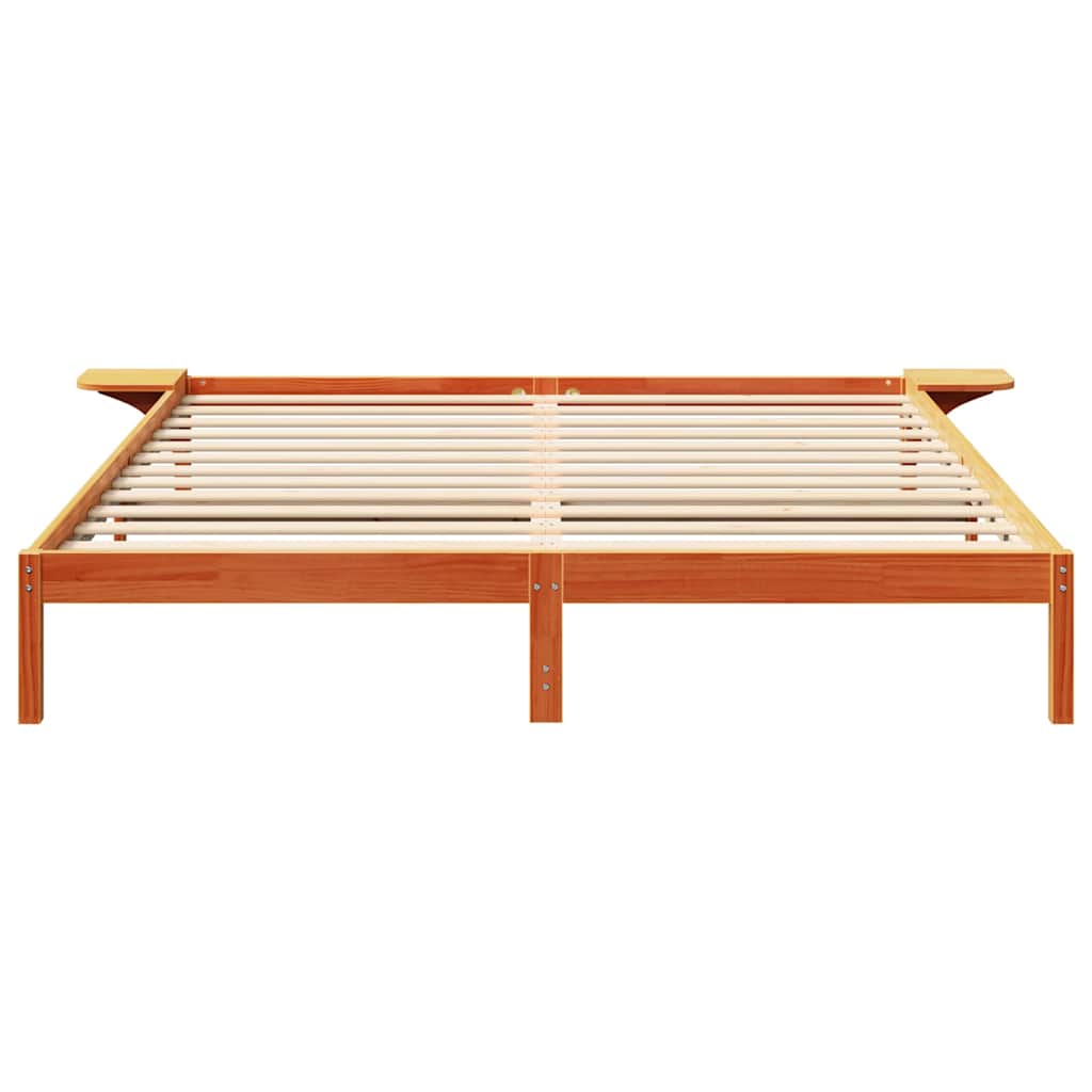 vidaXL Bed Frame Wax Brown 200 x 200 cm Solid Pine Wood