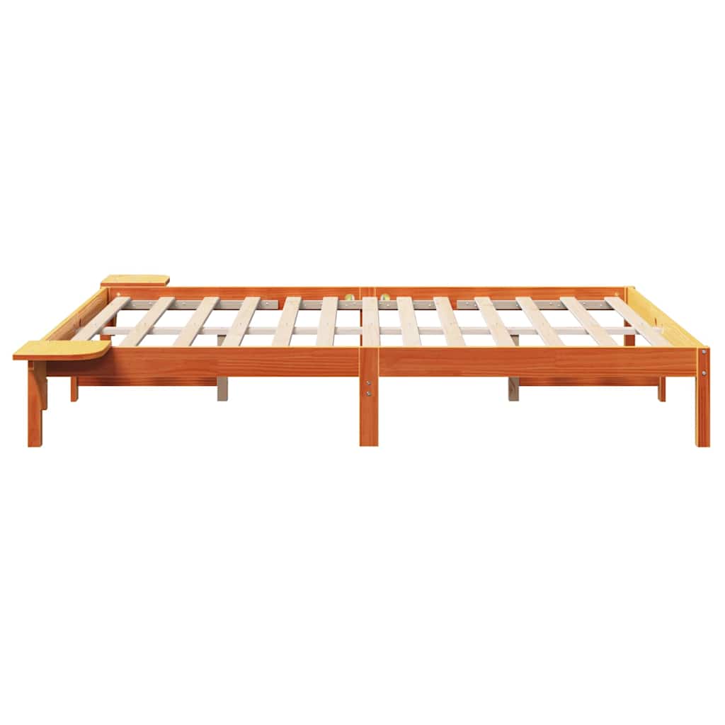 vidaXL Bed Frame Wax Brown 160 x 200 cm Solid Pine Wood