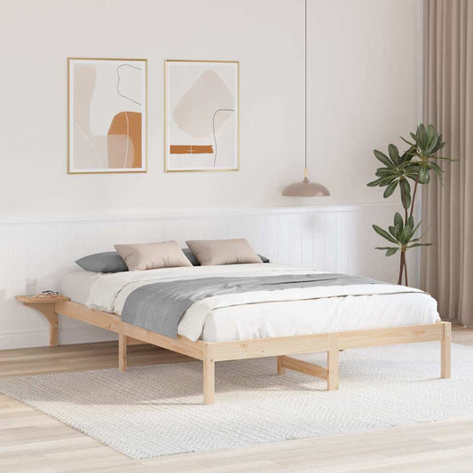 vidaXL Bed Frame Natural 150 x 200 cm Solid Pine Wood