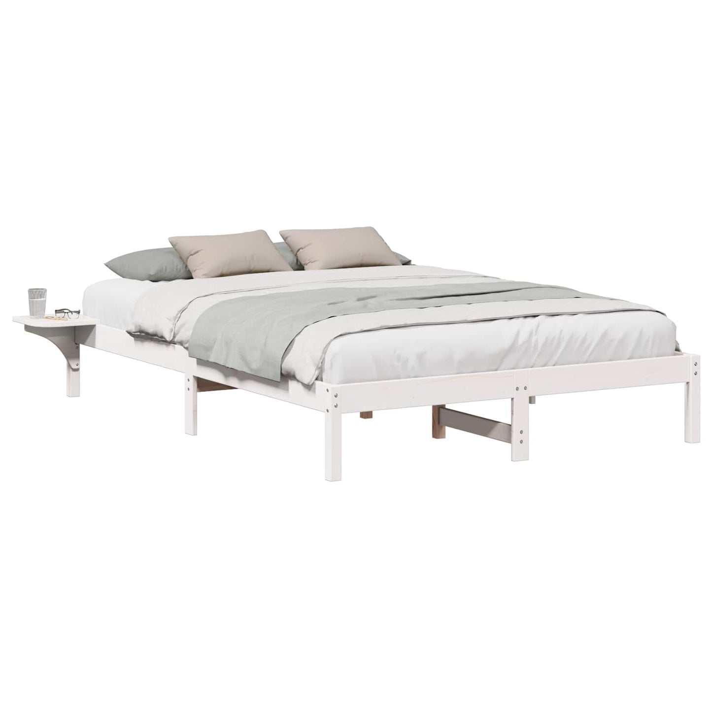 vidaXL Bed Frame White 150 x 200 cm Solid Pine Wood
